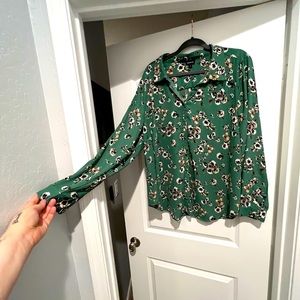 Torrid green floral button down